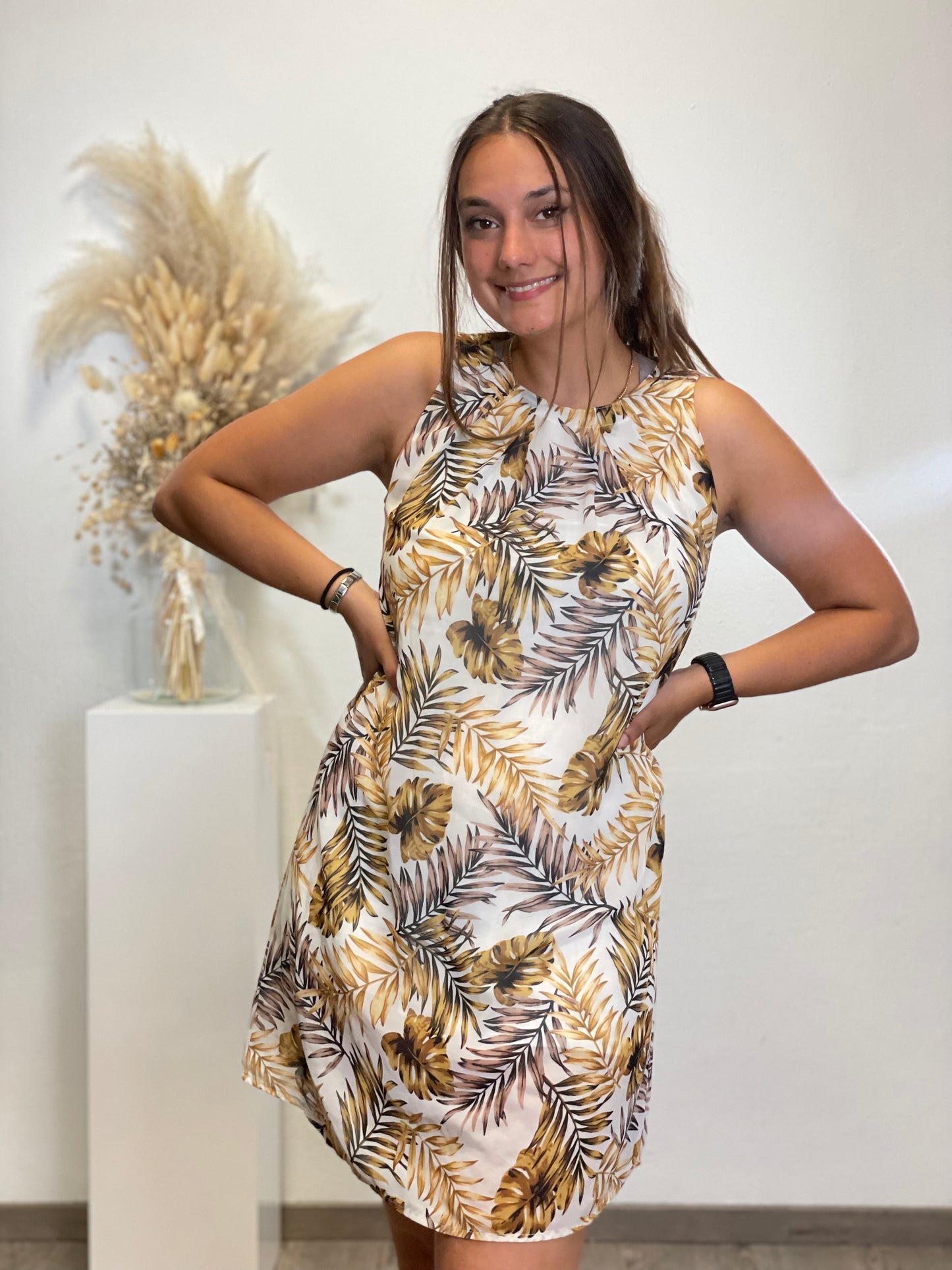 Hochwertiges Kleid Palmen Print
