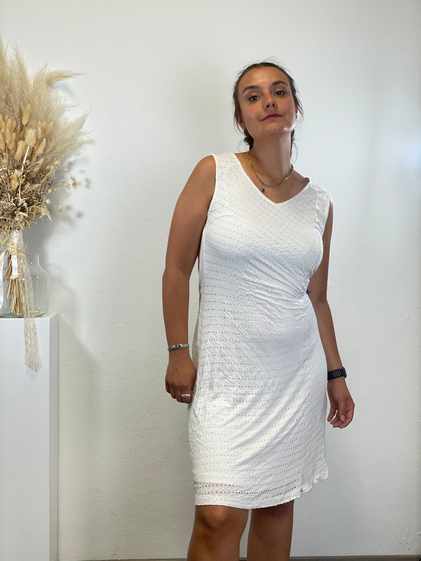 Weißes Sommer Midi Kleid